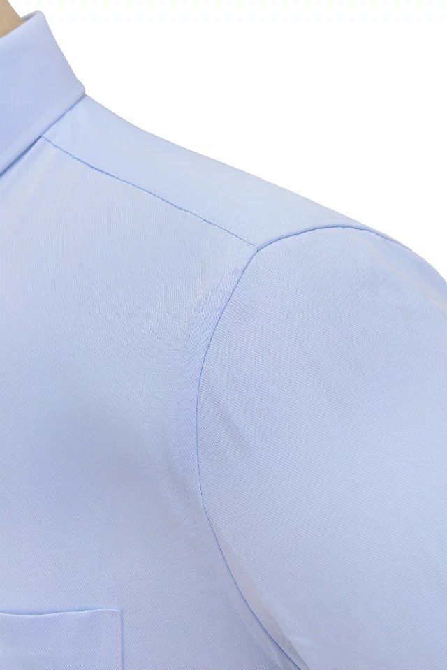 高档细斜纹白粉蓝短袖138款(11F4)