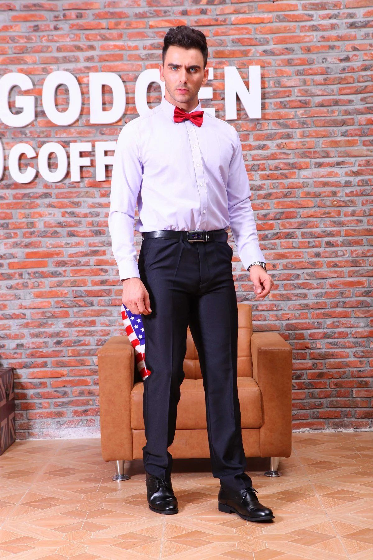 男衬衫细斜纹长袖纯色5801(6768)